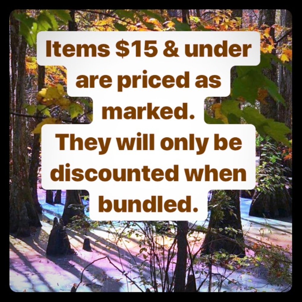 Items $15 & under are priced as marked.